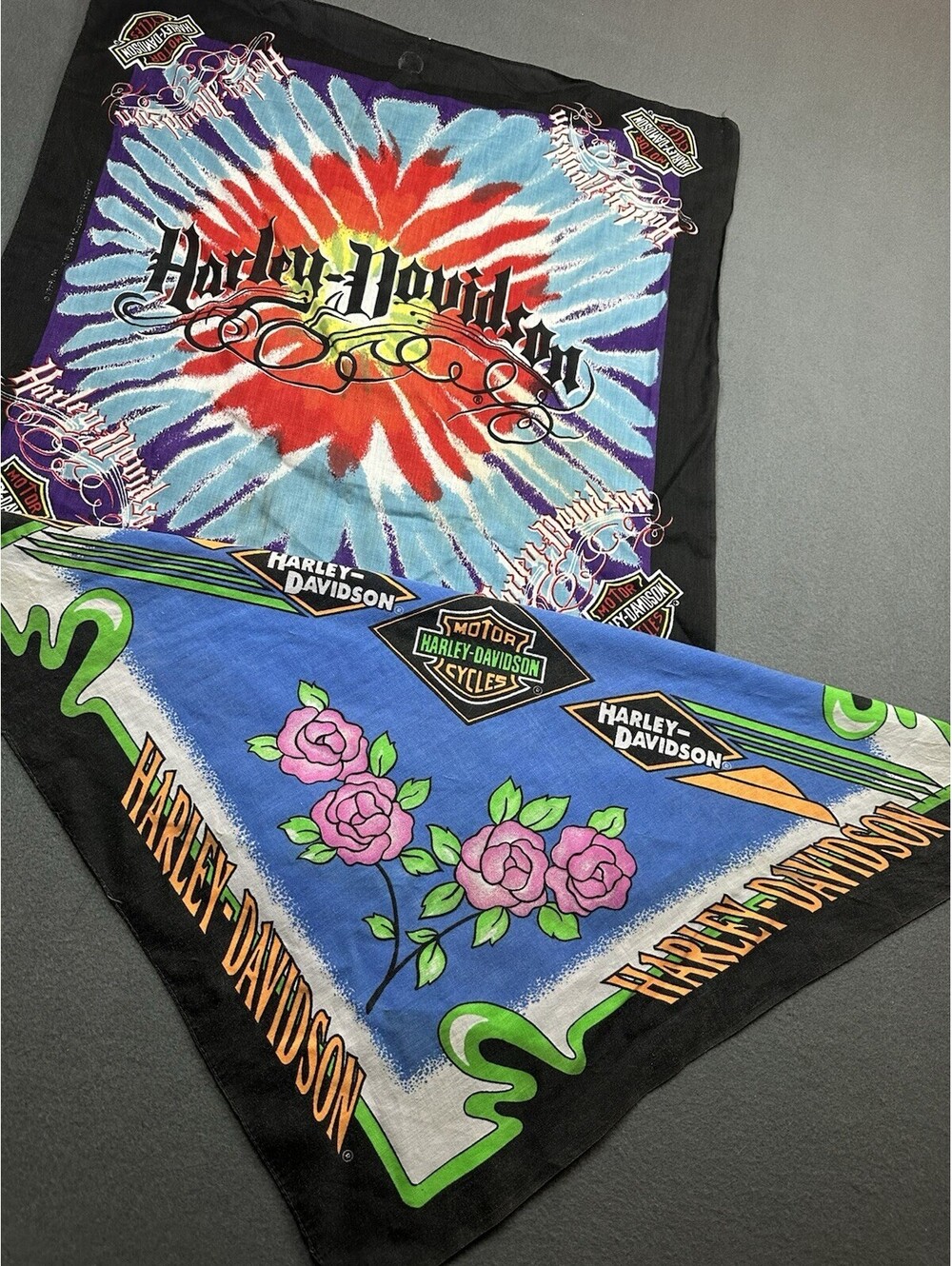 Vintage Harley Davidson Bandanas 90s Biker Motorcycle USA Made
